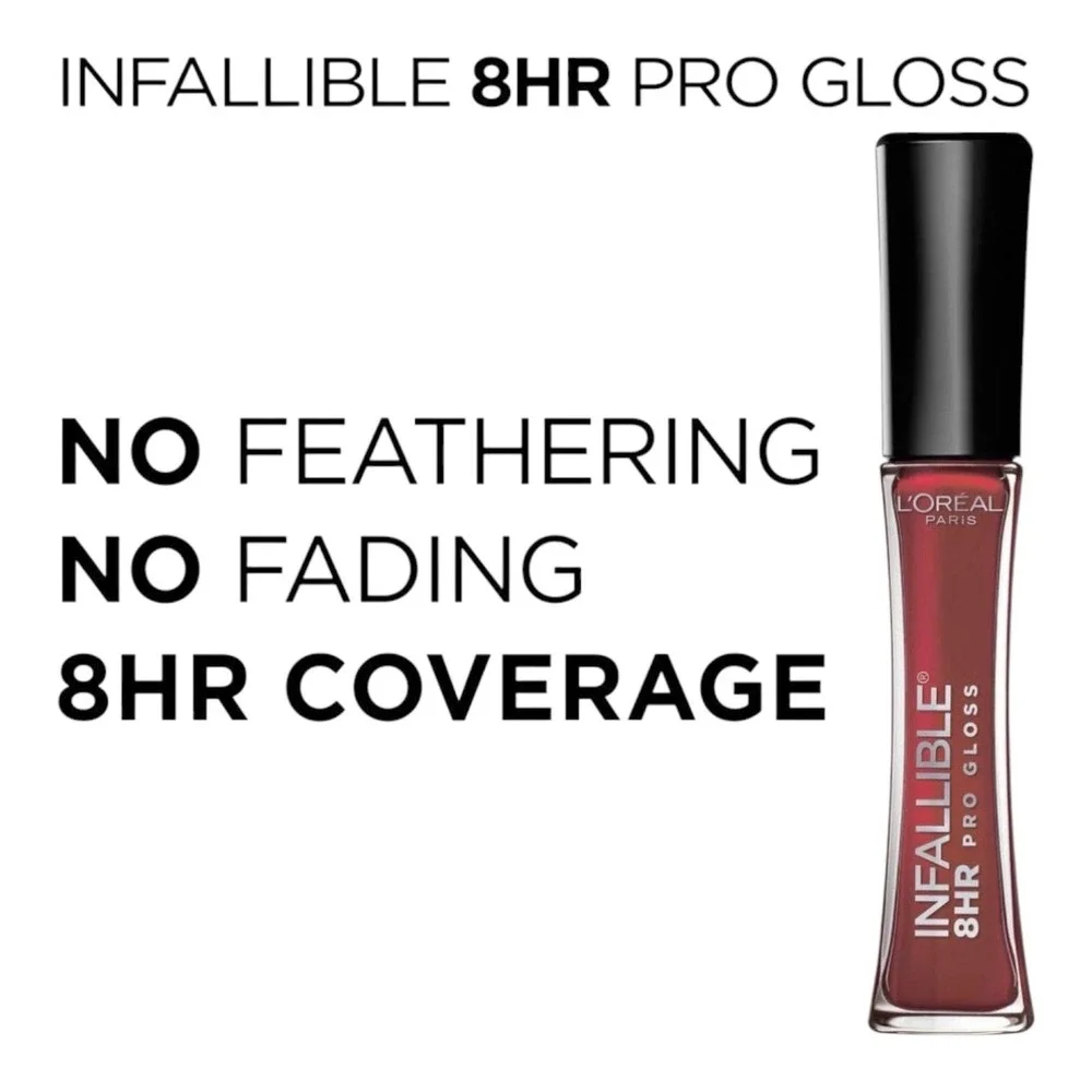 L'Oreal Infallible 8HR Pro Lip Gloss Cherry Flash 0.21oz 2 Pack